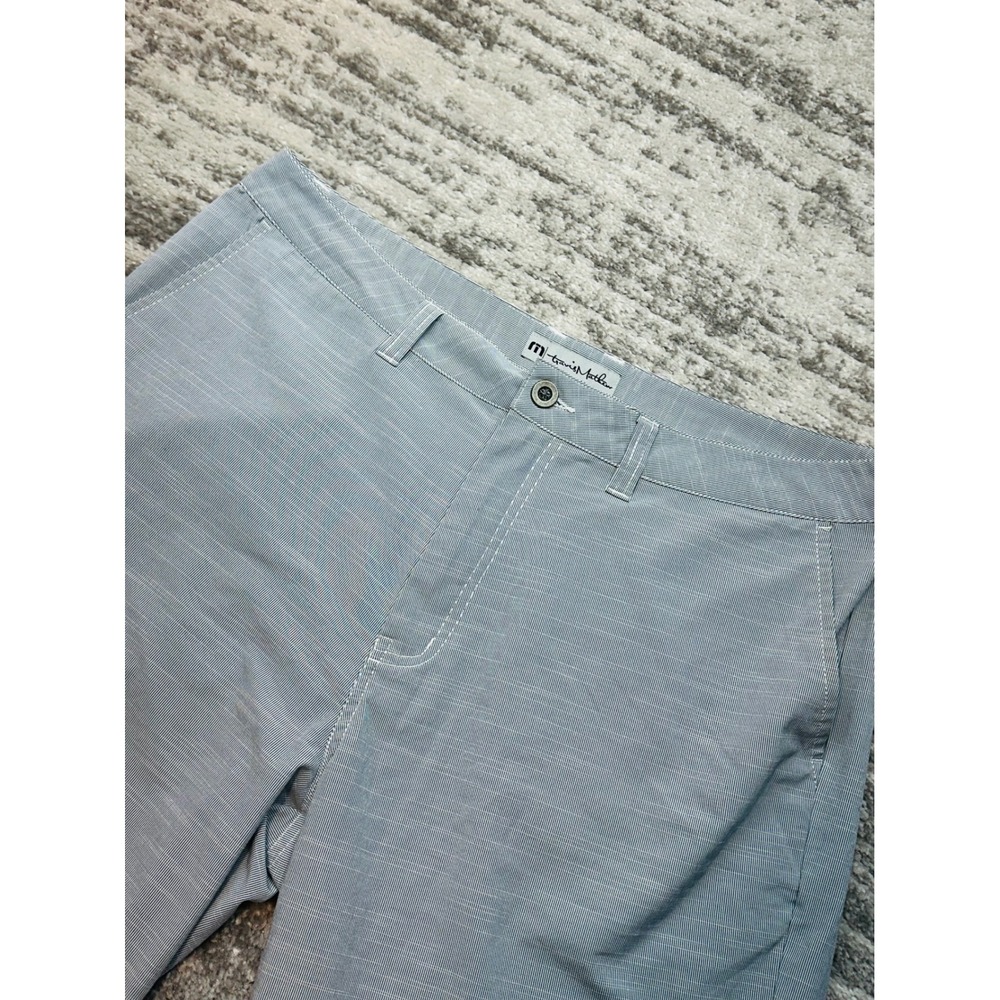 Travis Mathew Shorts Men 38 Gray Pinstripe Stretch Performance Golf Casual